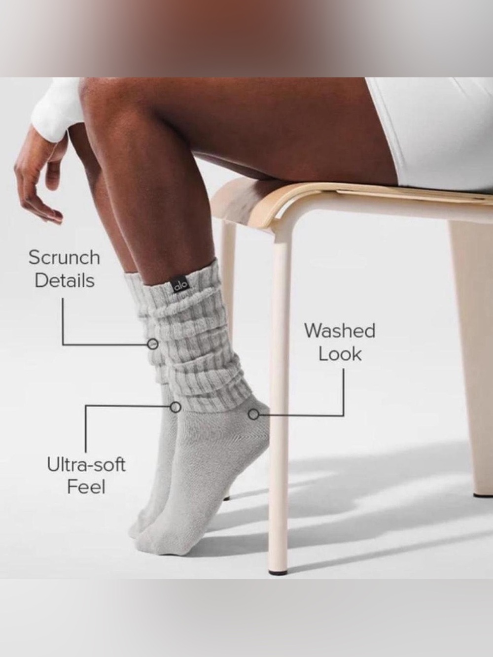 TWO PAIRS ALO scrunch socks NWT med athletic gray $76 retail